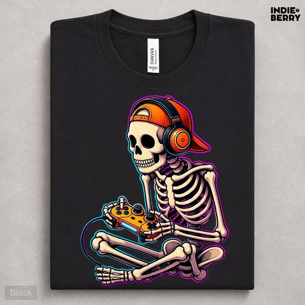 Headphone Skeleton Gamer Tee Halloween